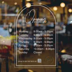 最小営業時間 透明ウィンドウステッカー ウィンドウサイン