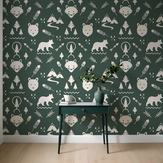 最小屋外荒野の森林動物の緑 壁紙 (Minimal Outdoor Wilderness Forest Animals Green Wallpaper)