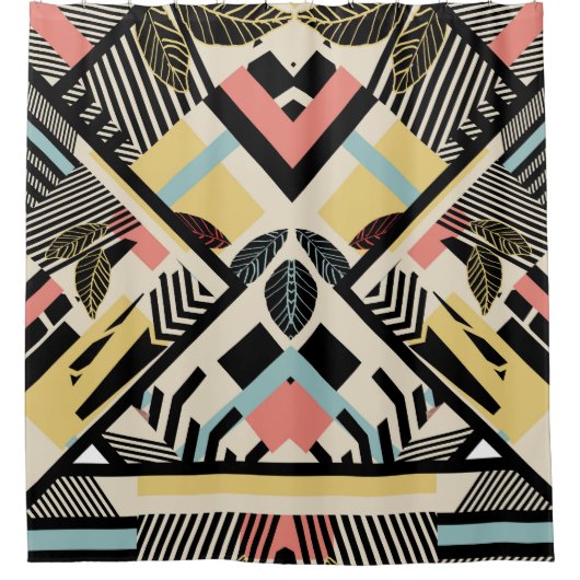 最小幾何学模様：パターンデザイン シャワーカーテン (正面)