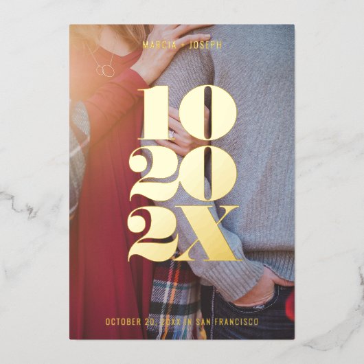 最小数値日付日付の保存 箔招待状 (正面)