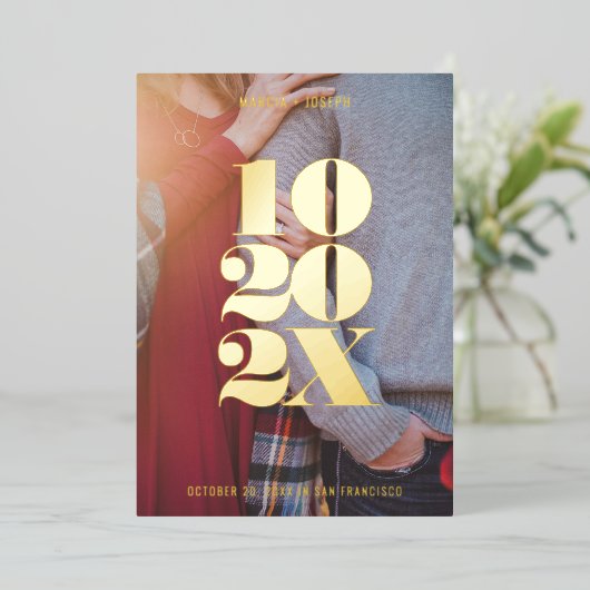 最小数値日付日付の保存 箔招待状 (立ち正面)