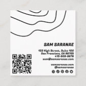 最小行抽象芸術ユニークグラフィックBW QR スクエア名刺 (裏面)