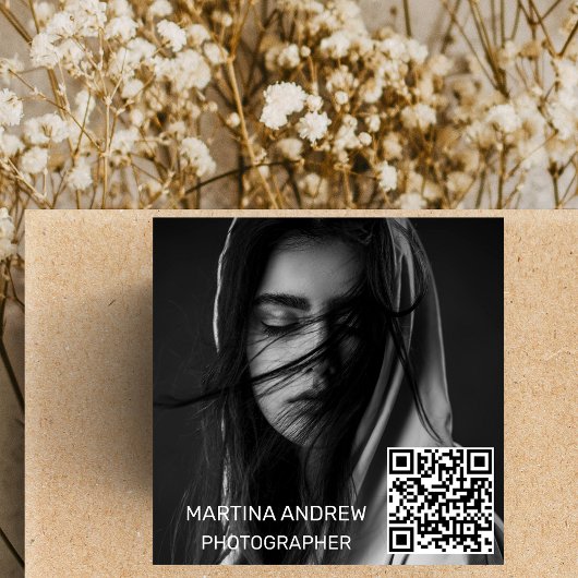 最小限のお洒落ソーシャルメディアQRコードカスタム スクエア名刺