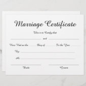 最小限のエレガントスクリプト婚姻証明書 (正面/裏面)