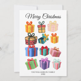 最小限のカラフルなギフトのホリデーカード シーズンカード
