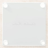 最小限のクラシカル手書きスクリプト名グレー ガラスコースター (裏面)