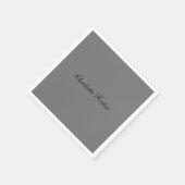 最小限のクラシカル手書きスクリプト名グレー スタンダードカクテルナプキン (角)