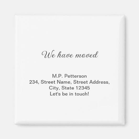 最小限のグレー 移動しました 名前 住所 テキストを追加 マグネット (正面)