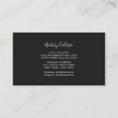 最小限のシンプル白黒スクリプト爪、 ネイル 名刺 (裏面)