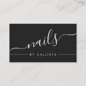 最小限のシンプル白黒スクリプト爪、 ネイル 名刺 (正面)