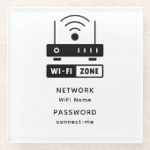 最小限のシンプルWifiゾーンパスワード ガラスコースター (正面)