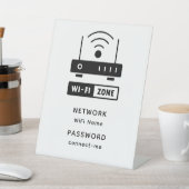 最小限のシンプルWifiゾーンパスワード 台座サイン (インサイチュ)