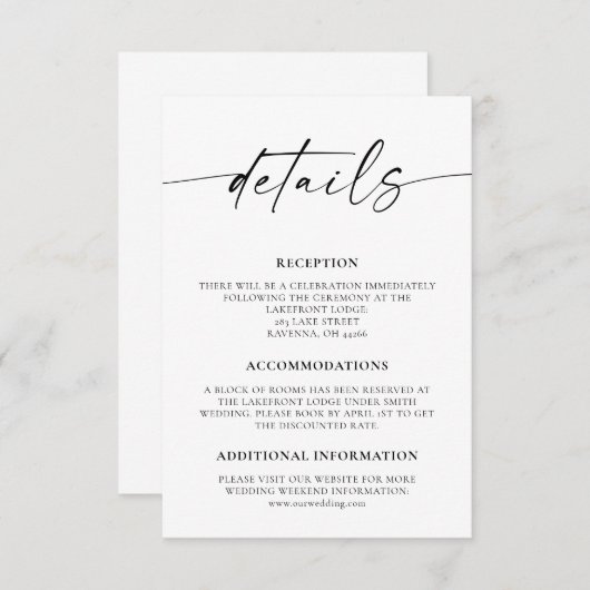 最小限のスクリプト結婚の詳細エンクロージャカード エンクロージャーカード (正面/裏面)