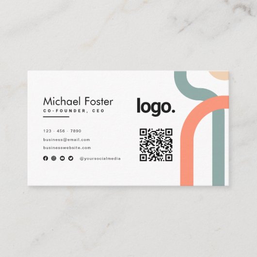 最小限のスモダンキャン可能Qrcode 名刺 (正面)