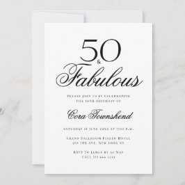 最小限のデザインでおしゃれな50歳の誕生日おめでとう Typography 招待状