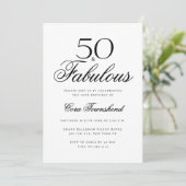 最小限のデザインでおしゃれな50歳の誕生日おめでとう Typography 招待状 (スタンド正面)
