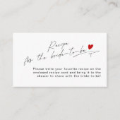 最小限のモダンスクリプト赤いハートレシピ エンクロージャーカード (正面)