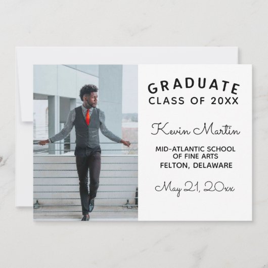 最小限のモダンタイプとスクリプトの卒業 招待状 (正面)