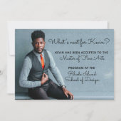 最小限のモダンタイプとスクリプトの卒業 招待状 (裏面)