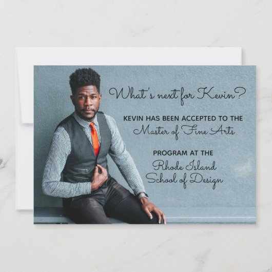 最小限のモダンタイプとスクリプトの卒業 招待状 (裏面)