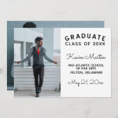 最小限のモダンタイプとスクリプトの卒業 招待状 (正面/裏面)