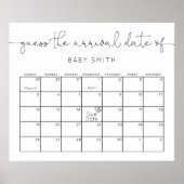最小限のモダン推測ベビー期日カレンダー ポスター (正面)