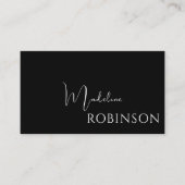 最小限のモダン白黒スクリプトの名刺 名刺 (正面)