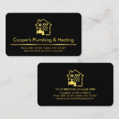 最小限の金ゴールドライン配管サービス 名刺 (正面/裏面)