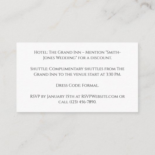 最小限のQRコードと文字結婚 エンクロージャーカード (裏面)