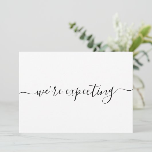 最小限モダンのスクリプエレガントト妊娠 案内状 (スタンド正面)