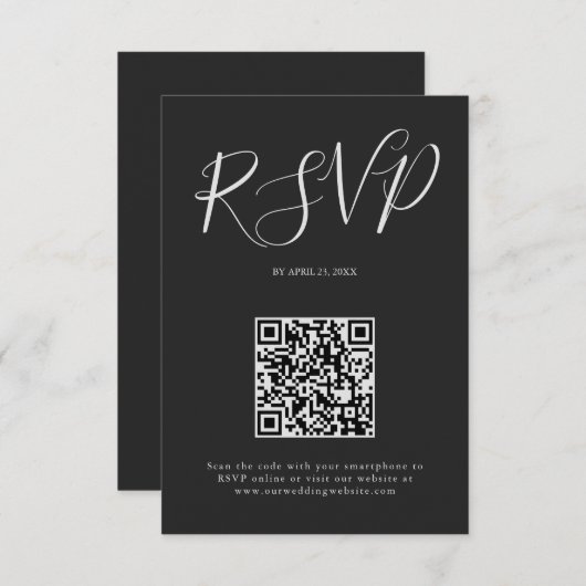 最小限モダンのスクリプトタイポグラフィ結婚の 出欠カード (正面/裏面)