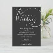 最小限モダンのスクリプトタイポグラフィ結婚の 招待状 (スタンド正面)