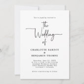 最小限モダンのスクリプト結婚式招待状 招待状 (正面)