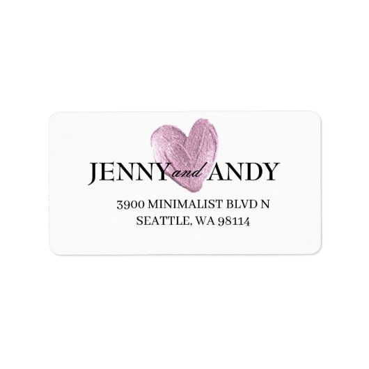 最小限モダンのバラ金ゴールドハート結婚のアドレス ラベル (正面)