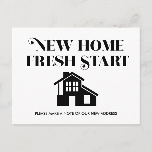 最小限モダンの変更アドレス白黒 ポストカード (正面)