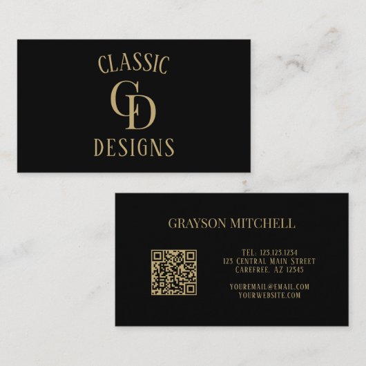 最小限モダンのQRコード 名刺 (正面/裏面)