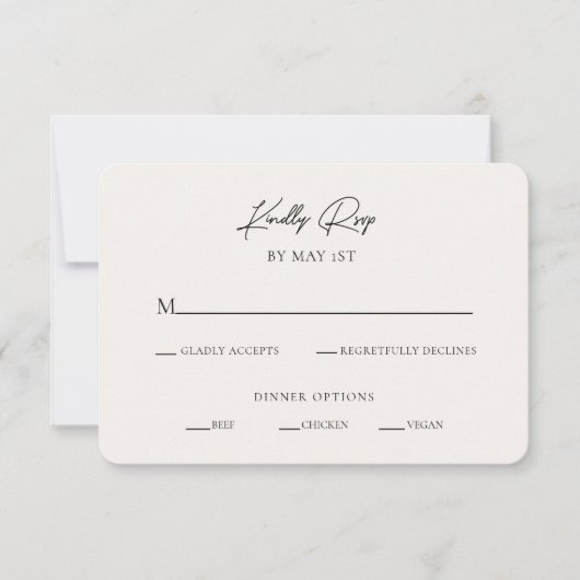 最小限モダンのRSVPエンクロージャカード 招待状 (正面)