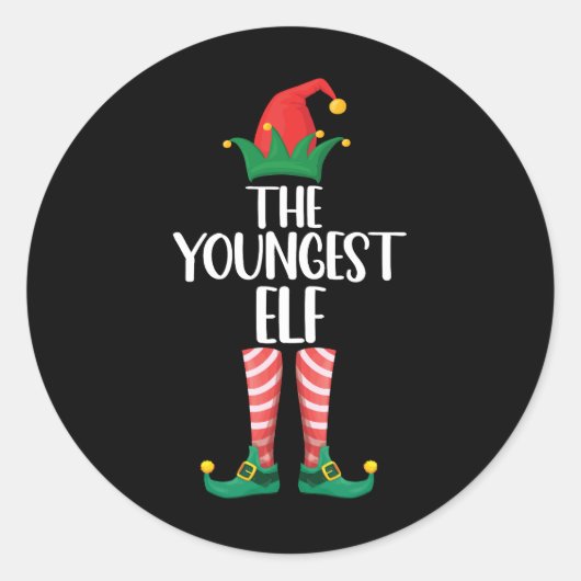 最年少小妖精や小人マッチングファミリークリスマスパーティー ラウンドシール (正面)