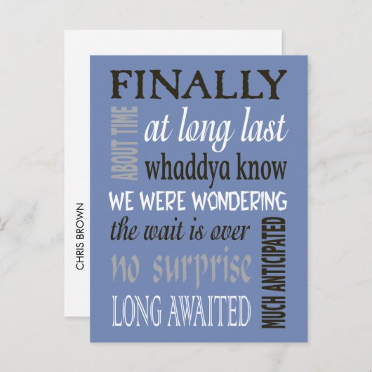 最後おもしろいに発結婚した表 インビテーションポストカード (正面/裏面)