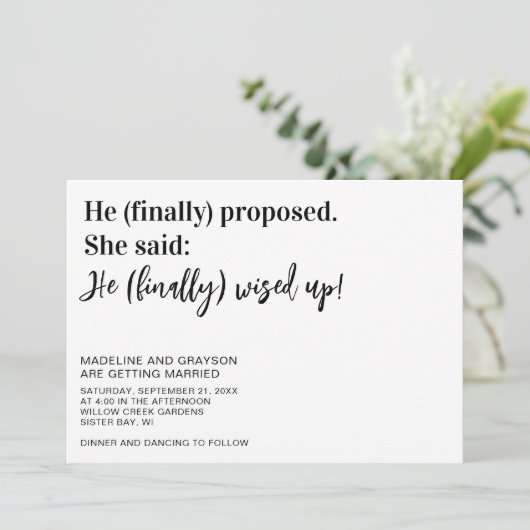 最後おもしろいのカジュアル結婚式招待状 招待状 (スタンド正面)