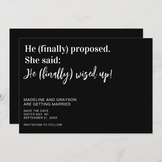 最後におもしろい結婚式の日付を保存 セーブザデート (正面/裏面)