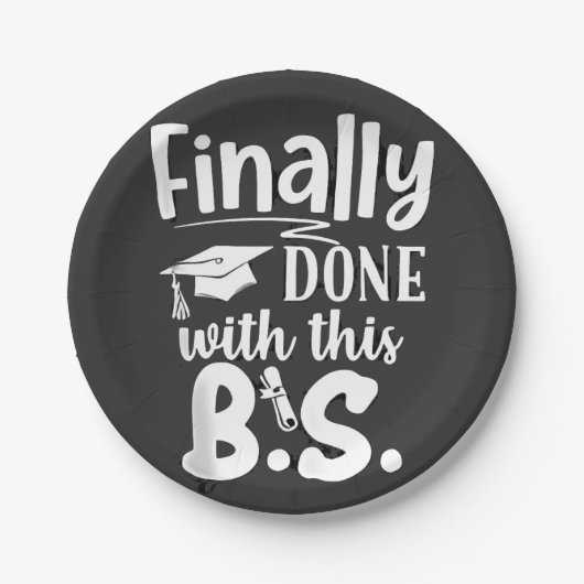 最後にこのBS卒業2025おもしろいで完了 ペーパープレート (正面)