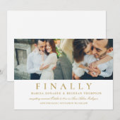 最後にエレガントアンティーク金ゴールド結婚の写真 セーブザデート (正面/裏面)