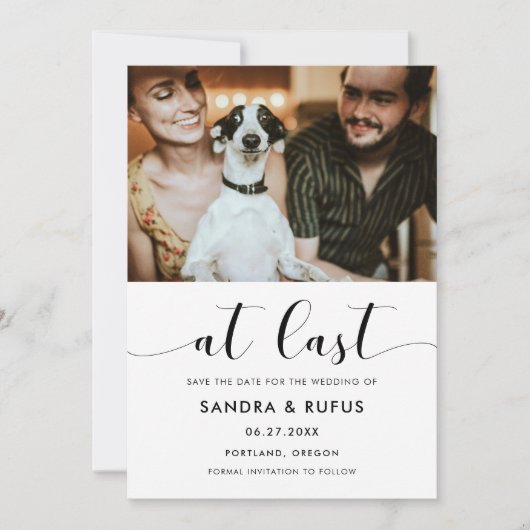 最後にエレガント白黒の写真 セーブザデート (正面)