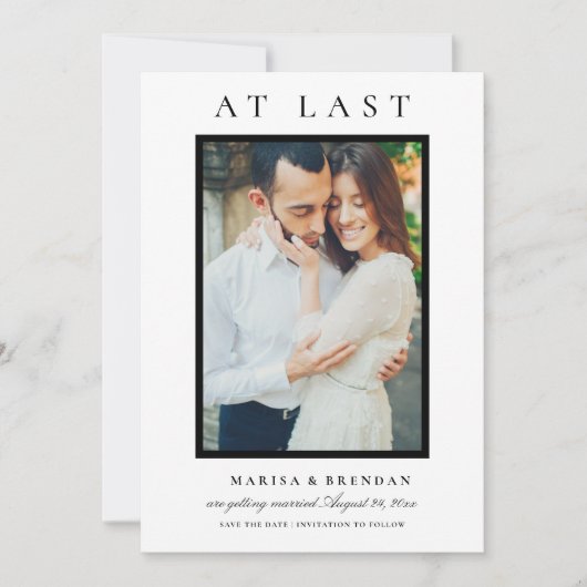 最後にエレガント白黒の写真 セーブザデート (正面)