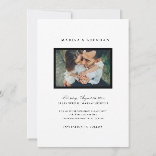 最後にエレガント白黒の写真 セーブザデート (裏面)