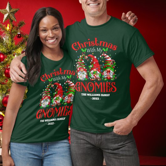 最後にクリスマスと私のGnomies家族の緑 Tシャツ