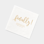 最後にシンプルのモダンスクリプト婚約パーティ 箔ナプキン (左)