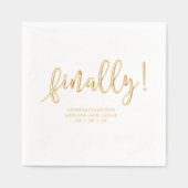 最後にシンプルのモダンスクリプト婚約パーティ 箔ナプキン (正面)