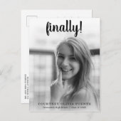 最後にシンプル写真のモダン卒業 案内ポストカード (正面/裏面)